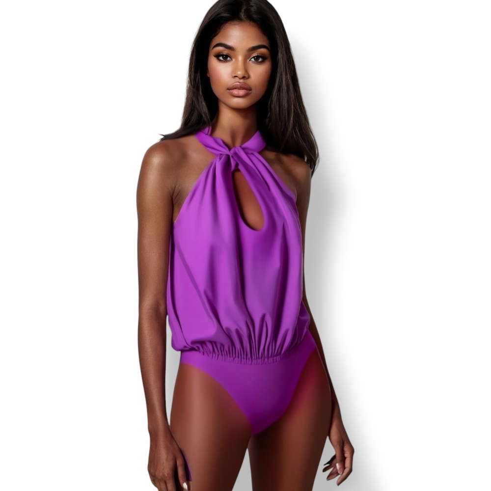 Blue Blush Double Knot Bodysuit in Pretty Pink